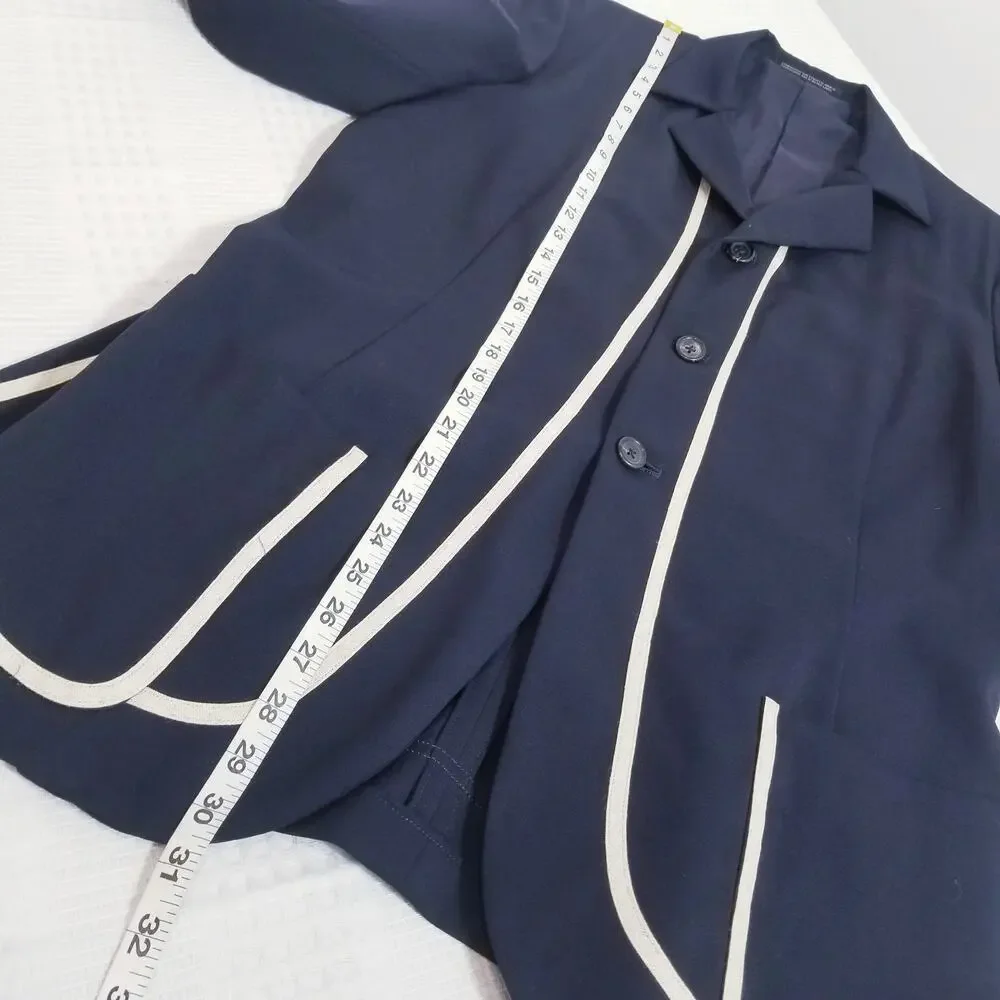 Men's Navy Blazer with White Piping